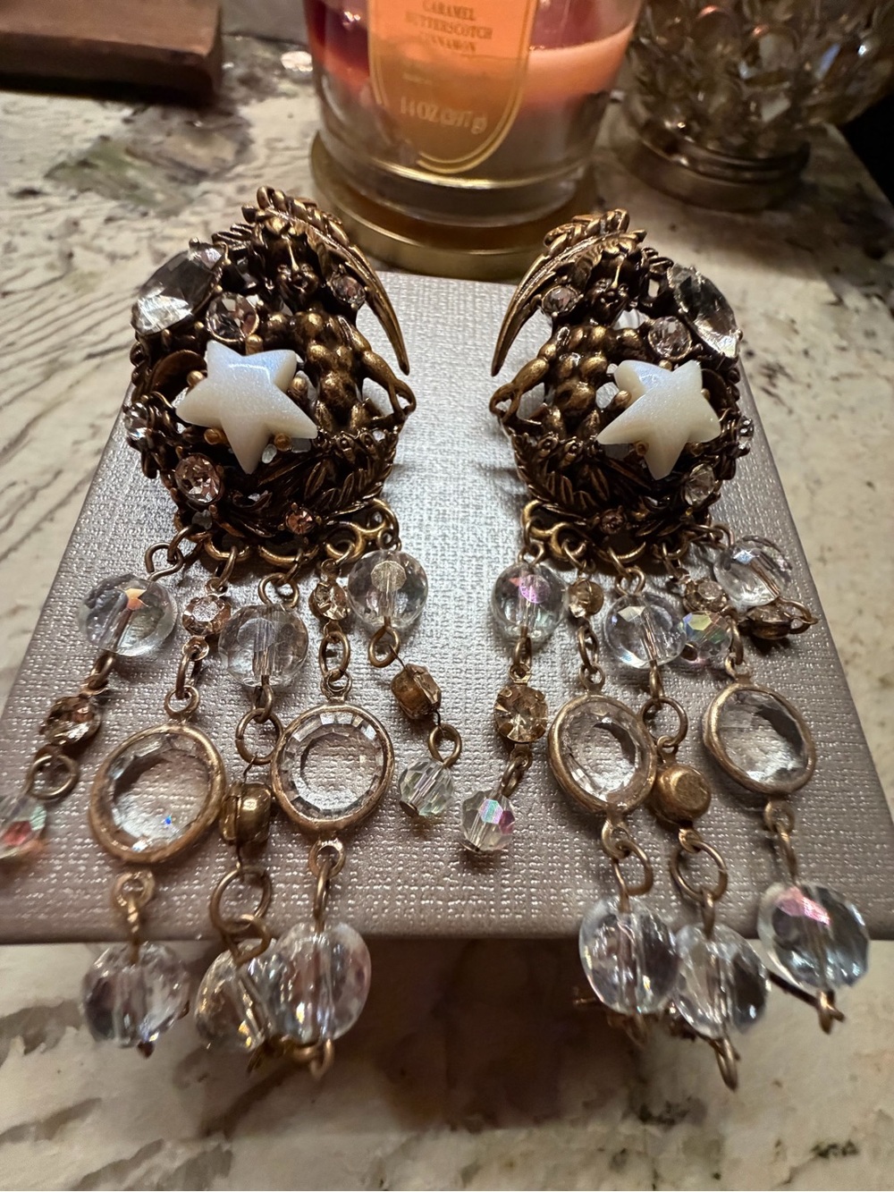 Stunning Kirk’s Folly Chunky Celestial Cherub Chandelier Earrings